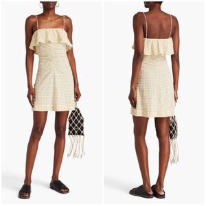 NWT GANNI Yellow Gingham Ruffle Dress